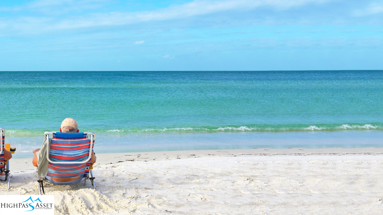 Couple on a beach meant to convey happiness with an all-equity retirement portfolio
